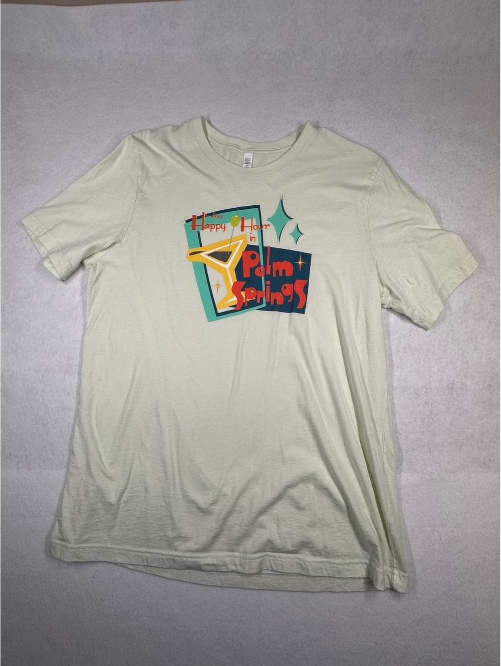 XL Palm Springs Happy Hour Graphic T-Shirt 100% Cotton
